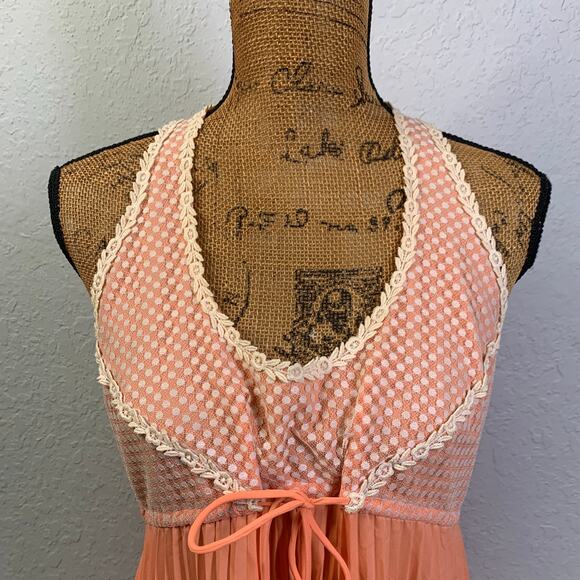 MATEJ ODETTE BARSA Nightgown MED Vintage Sleeveless Tie Front Accordion Skirt - Picture 4 of 12